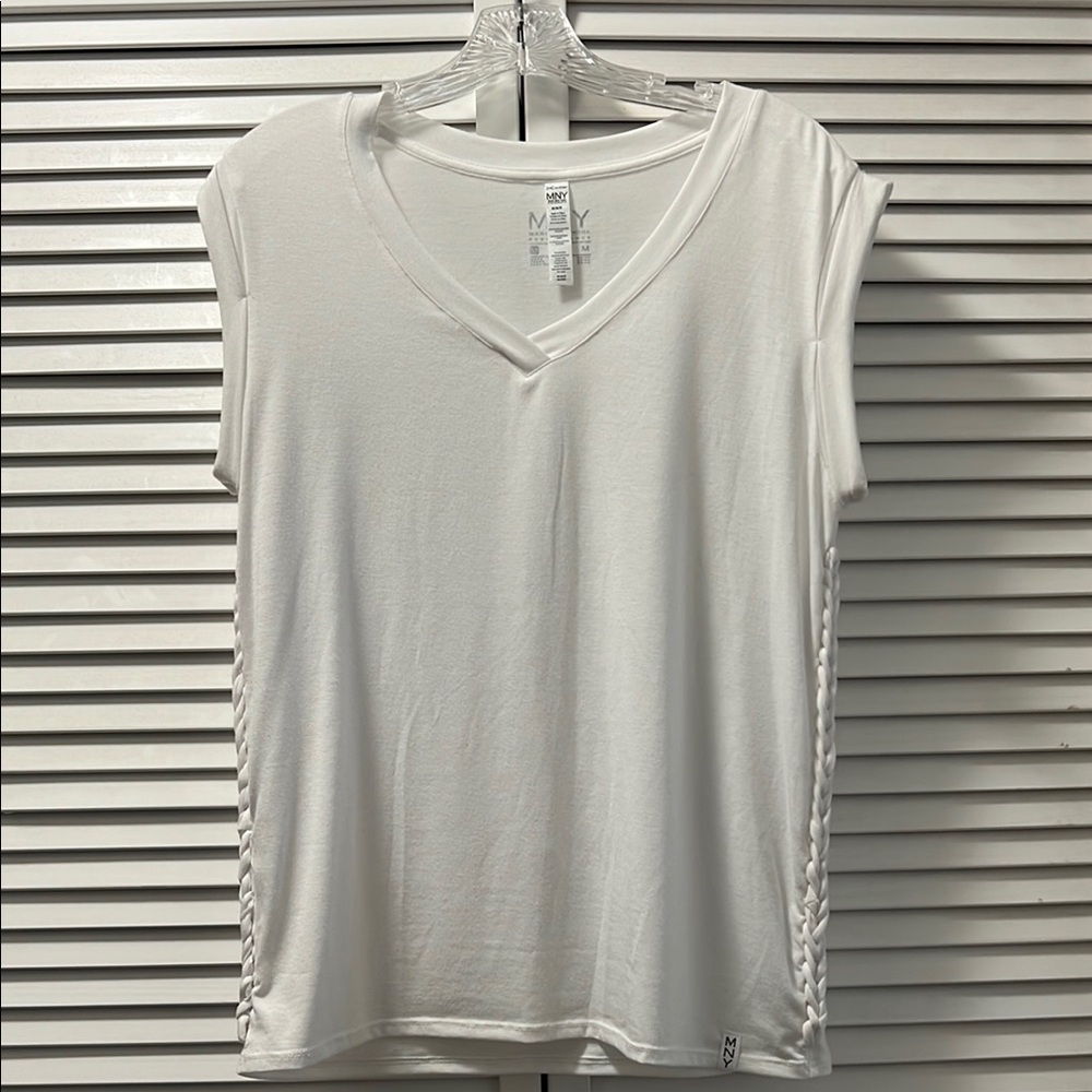 Marc New York White V-Neck Cap Sleeve Muscle Tee